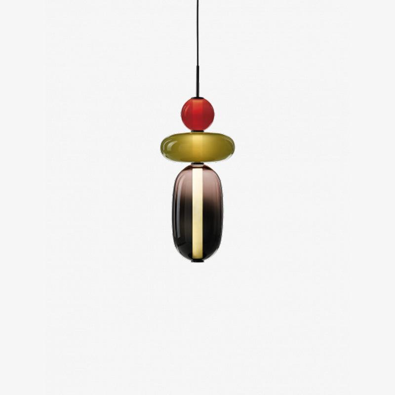 Handblown Glass Drop Pendant LED 7-inch Multi-Color Chandelier Dimmable Ceiling Light Adjustable for Kitchen Island Dining Table Living Room | Thomler