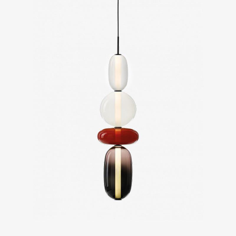Multi-Glas-LED-Deckenleuchte, 20 Zoll, bunte getönte Glas-Hängeleuchten für Esszimmer, Küche, Schlafzimmer, moderner böhmischer Akzent-Kronleuchter, verstellbar