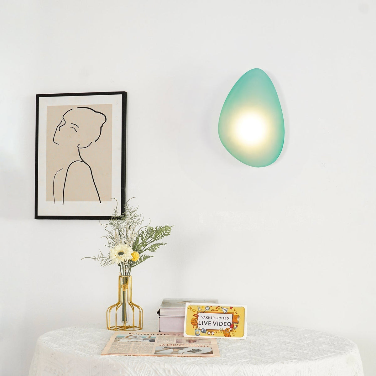 Organic Glass LED Sconce Light Fixture Wall or Ceiling Mount Modern Home Lighting Warm Neutral Cool White for Bedroom Living Room Hallway De