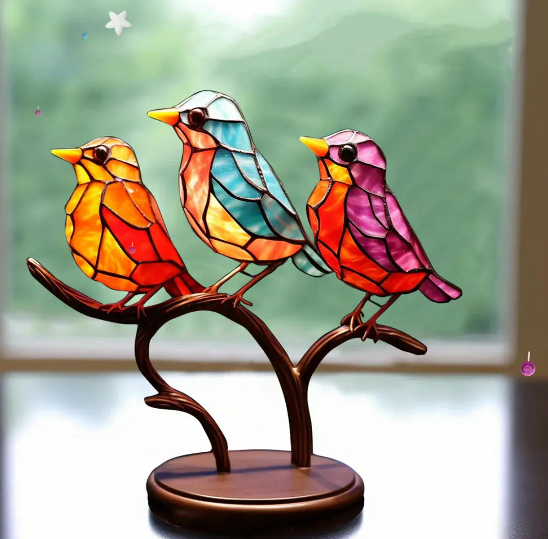 Set de adornos de pájaros atrapaluz para ventanas – Decoración de cristal artístico colgante, prisma que refleja luz de arcoíris para sala de estar, dormitorio y hogar | Thomler