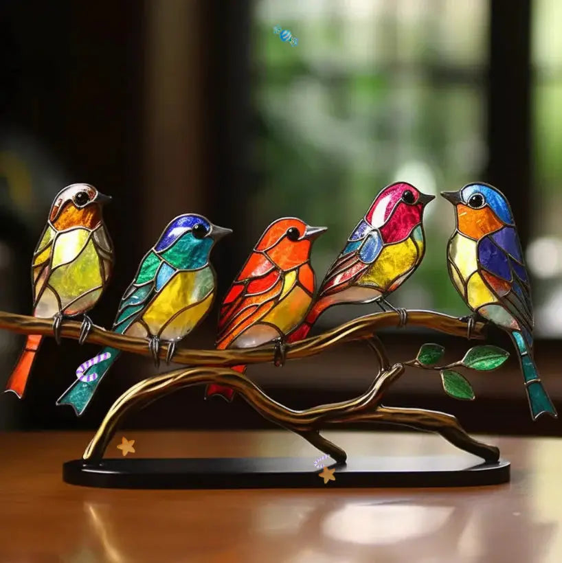 Set de adornos de pájaros atrapaluz para ventanas – Decoración de cristal artístico colgante, prisma que refleja luz de arcoíris para sala de estar, dormitorio y hogar | Thomler