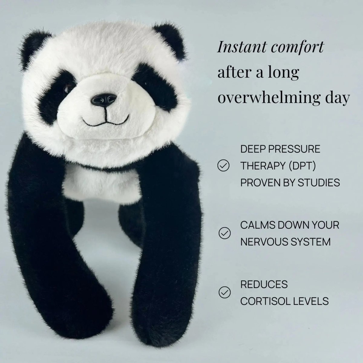 Pluche knuffelkussen met lange armen voor ontspanning en slaapondersteuning, 45 cm verzwaard knuffelkussen voor stressverlichting, dutjes, lezen en mij | Thomler