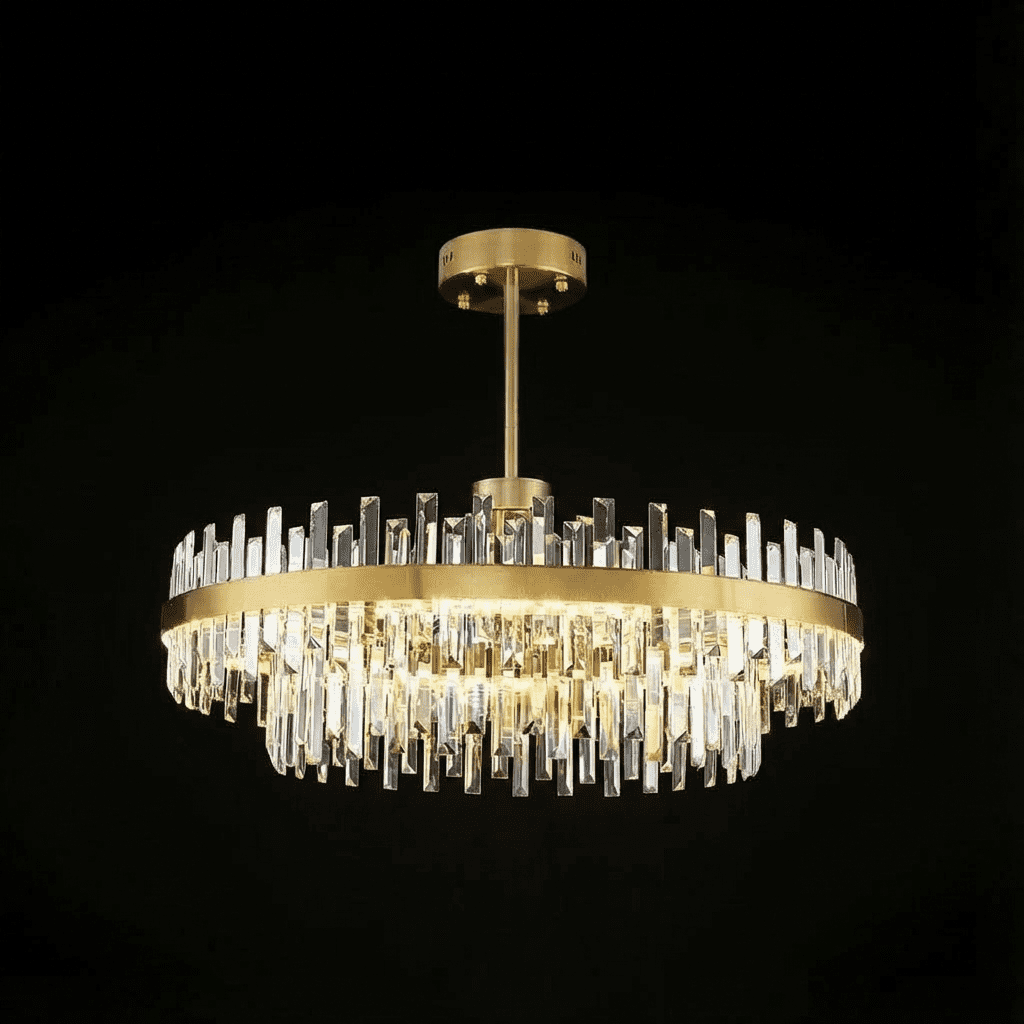 Crystal Ceiling Fixture with Adjustable Light Tones Gold Metal Frame 31.5 Inch for Dining Room Living Room Bedroom Modern Overhead Lighting | Thomler