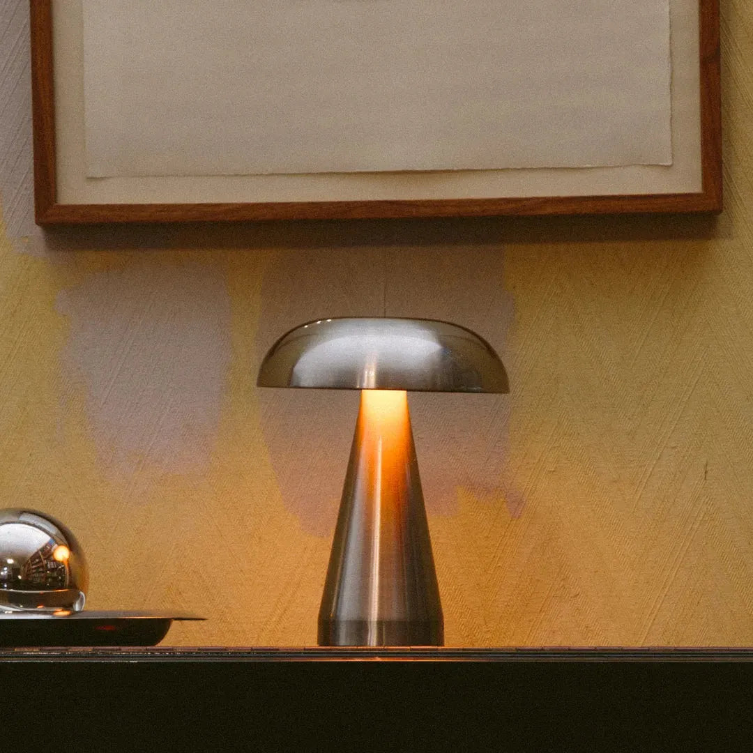Cordless Touch Lamp Metal Rechargeable 8.5 in Portable Light Indoor Outdoor Patio Dining Bedside Nightstand Ambient USB-C 3 Brightness Level | Thomler