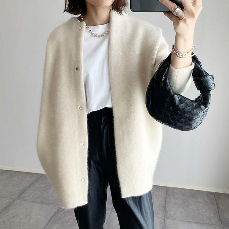 Damesvest met lange mouwen en knoopsluiting – Lichtgewicht gebreid vest voor herfst, winter en lente – Open vest met lange pasvorm | Thomler