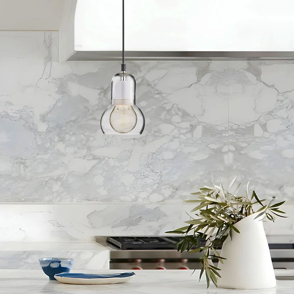 Hanging Ceiling Light Fixture Glass Globe 8 Inch Diameter Ambient Glow for Kitchen Island Entryway Hallway Bedside Nook E27 Socket 40W | Thomler