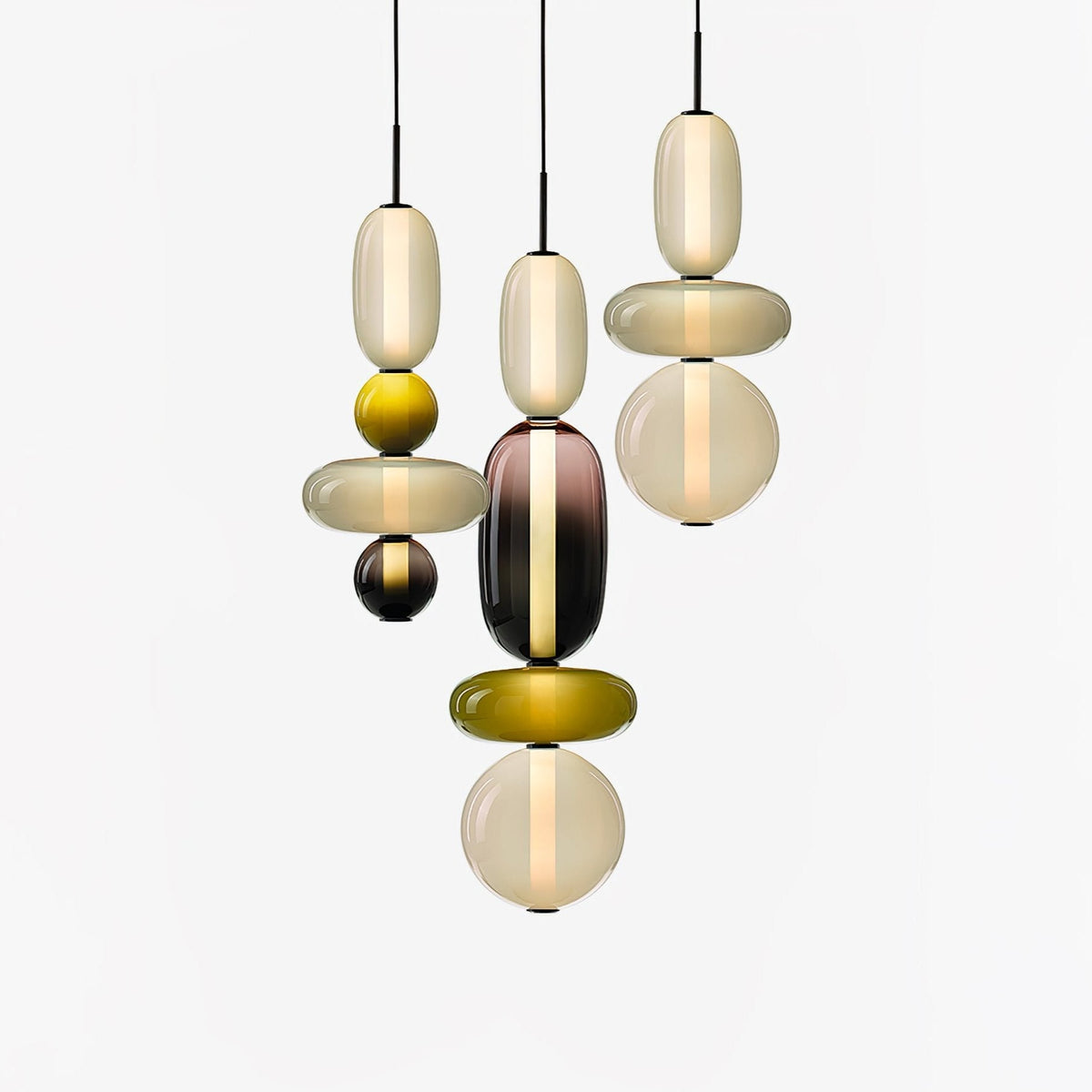 Handblown Glass Drop Pendant LED 7-inch Multi-Color Chandelier Dimmable Ceiling Light Adjustable for Kitchen Island Dining Table Living Room | Thomler