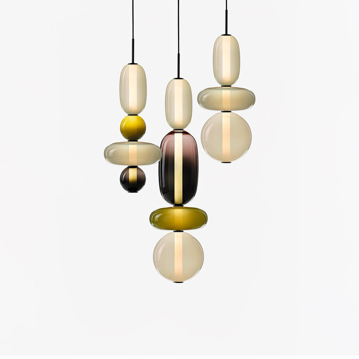 Handblown Glass Drop Pendant LED 7-inch Multi-Color Chandelier Dimmable Ceiling Light Adjustable for Kitchen Island Dining Table Living Room | Thomler