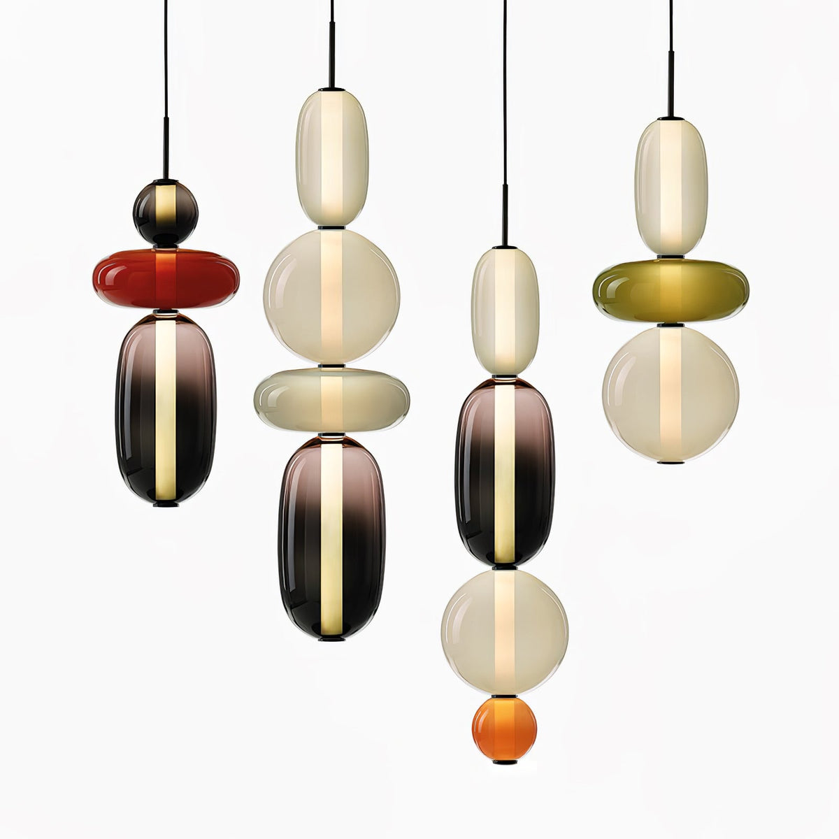 Multi-Glas-LED-Deckenleuchte, 20 Zoll, bunte getönte Glas-Hängeleuchten für Esszimmer, Küche, Schlafzimmer, moderner böhmischer Akzent-Kronleuchter, verstellbar