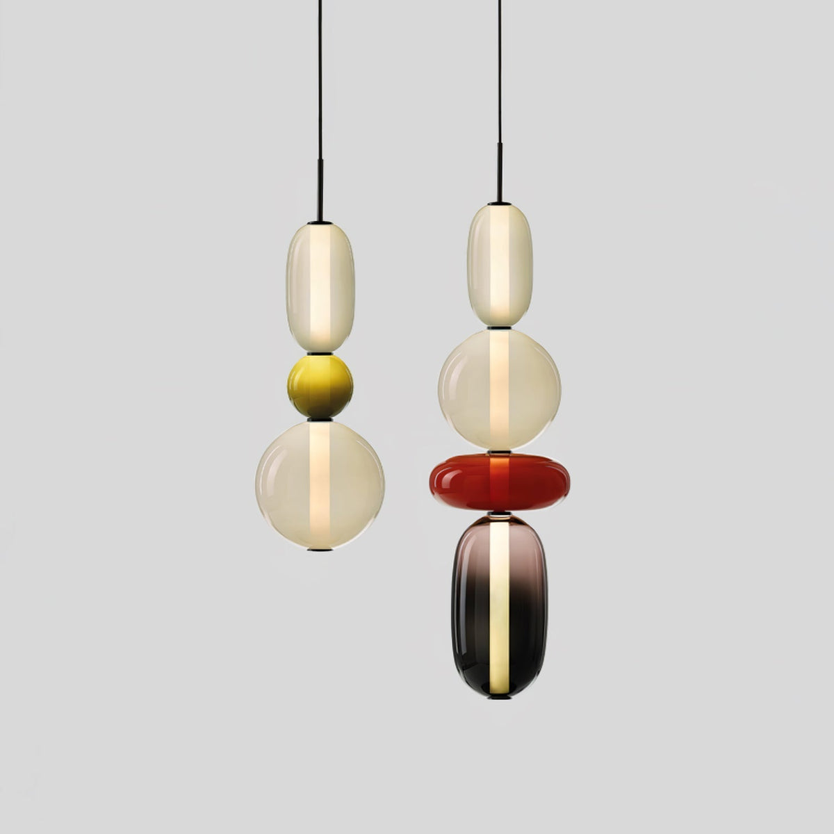 Handblown Glass Drop Pendant LED 7-inch Multi-Color Chandelier Dimmable Ceiling Light Adjustable for Kitchen Island Dining Table Living Room | Thomler