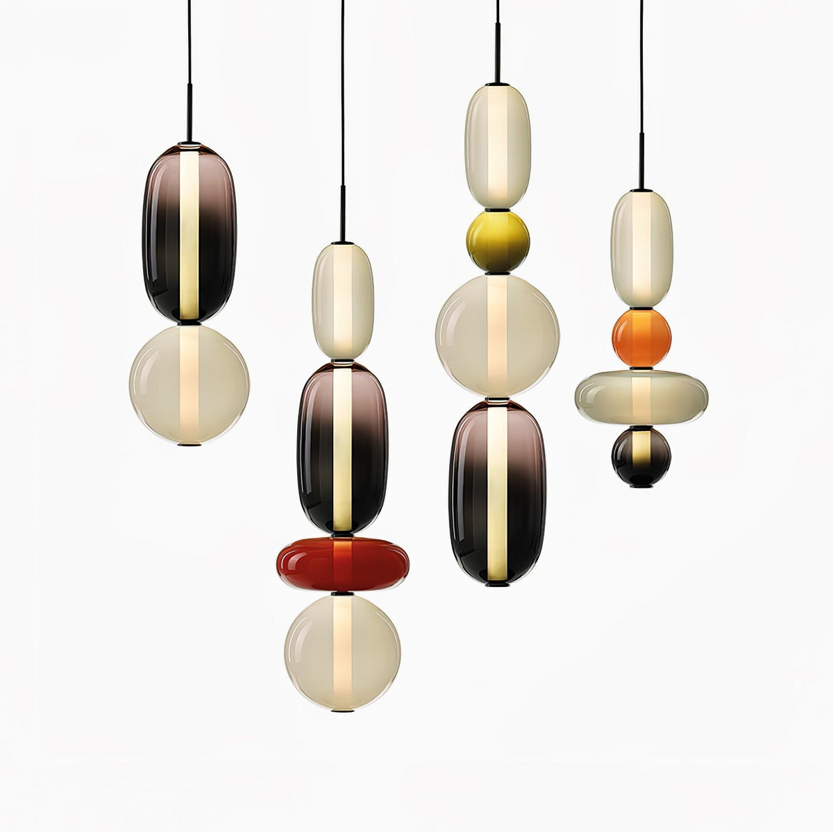 Handblown Glass Drop Pendant LED 7-inch Multi-Color Chandelier Dimmable Ceiling Light Adjustable for Kitchen Island Dining Table Living Room | Thomler