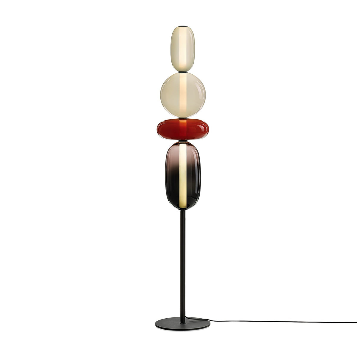 Lámpara de pie alta con temperatura de color ajustable, pantalla de metal y vidrio, iluminación decorativa moderna para dormitorio, sala de estar, rincón de lectura 130 cm | Thomler