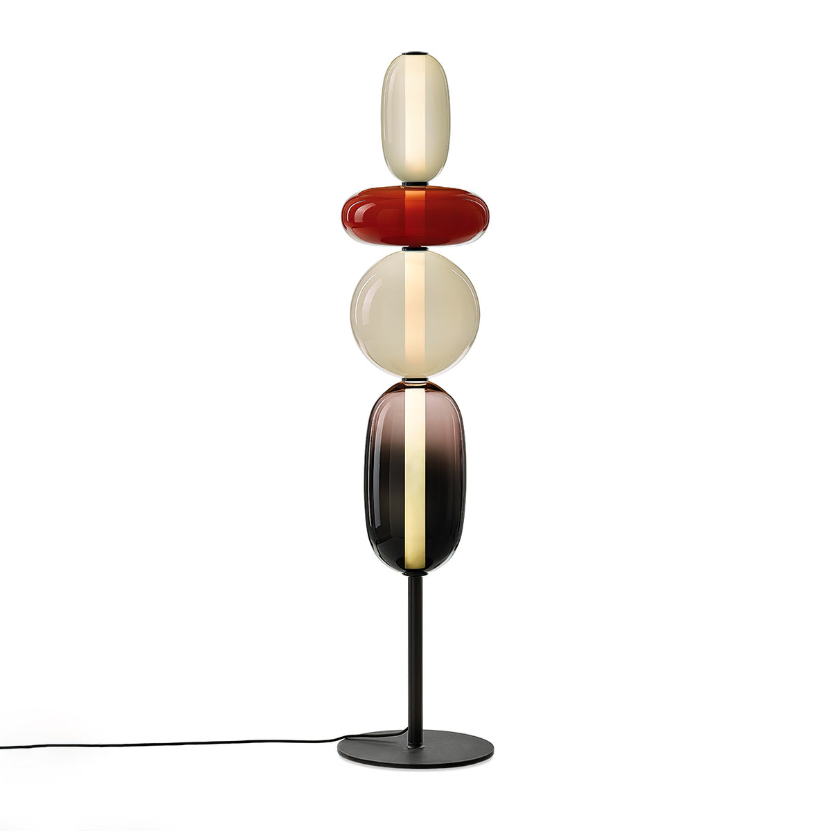Lámpara de pie alta con temperatura de color ajustable, pantalla de metal y vidrio, iluminación decorativa moderna para dormitorio, sala de estar, rincón de lectura 130 cm | Thomler