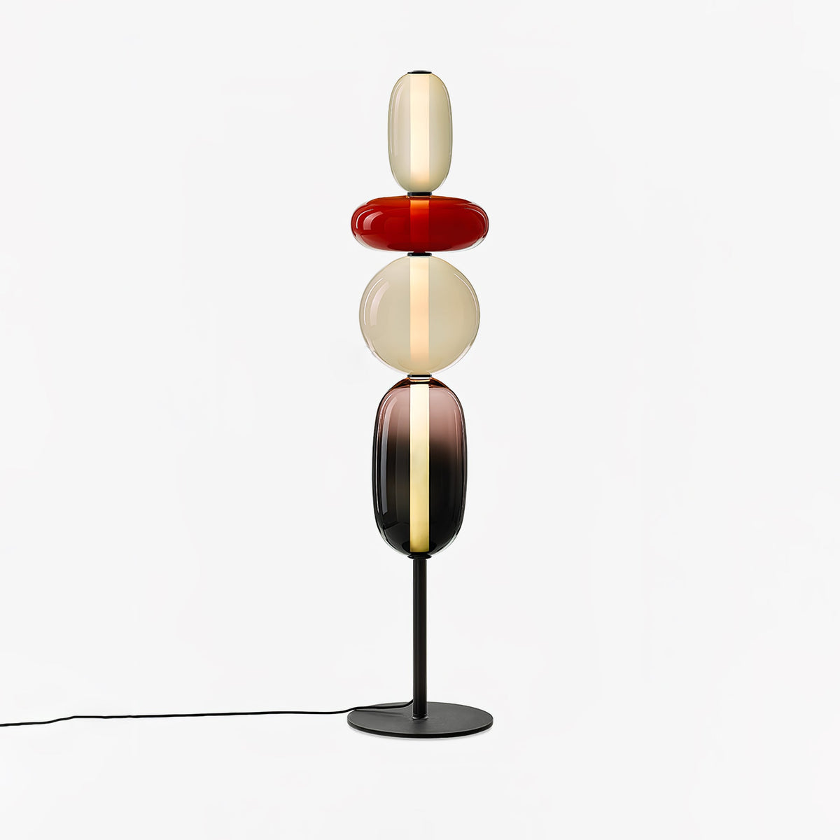 Lámpara de pie alta con temperatura de color ajustable, pantalla de metal y vidrio, iluminación decorativa moderna para dormitorio, sala de estar, rincón de lectura 130 cm | Thomler