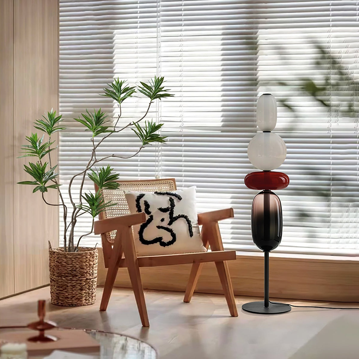 Lámpara de pie alta con temperatura de color ajustable, pantalla de metal y vidrio, iluminación decorativa moderna para dormitorio, sala de estar, rincón de lectura 130 cm | Thomler