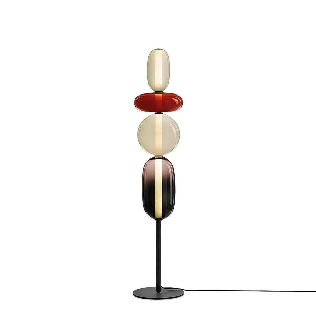 Lámpara de pie alta con temperatura de color ajustable, pantalla de metal y vidrio, iluminación decorativa moderna para dormitorio, sala de estar, rincón de lectura 130 cm | Thomler