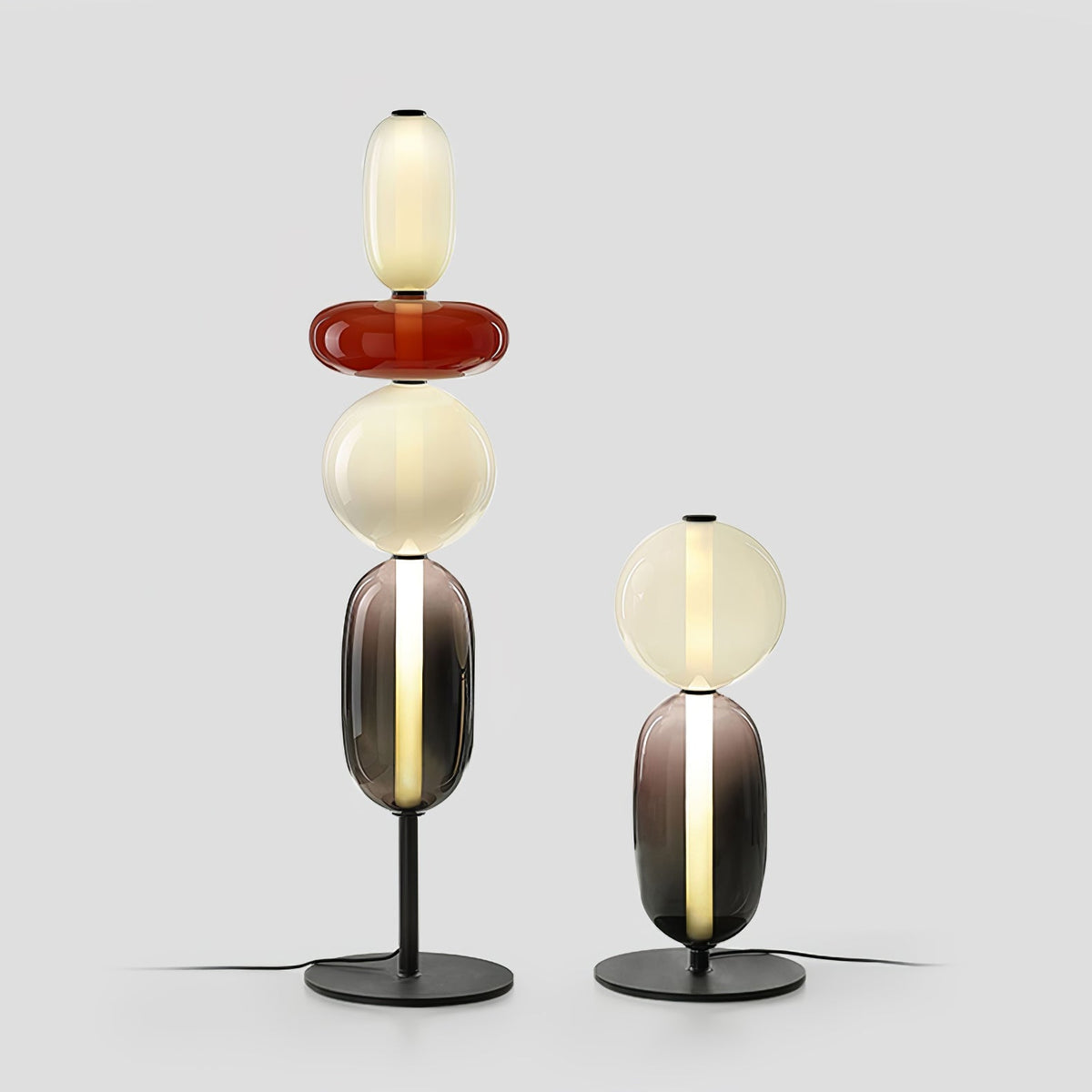 Lámpara de pie alta con temperatura de color ajustable, pantalla de metal y vidrio, iluminación decorativa moderna para dormitorio, sala de estar, rincón de lectura 130 cm | Thomler