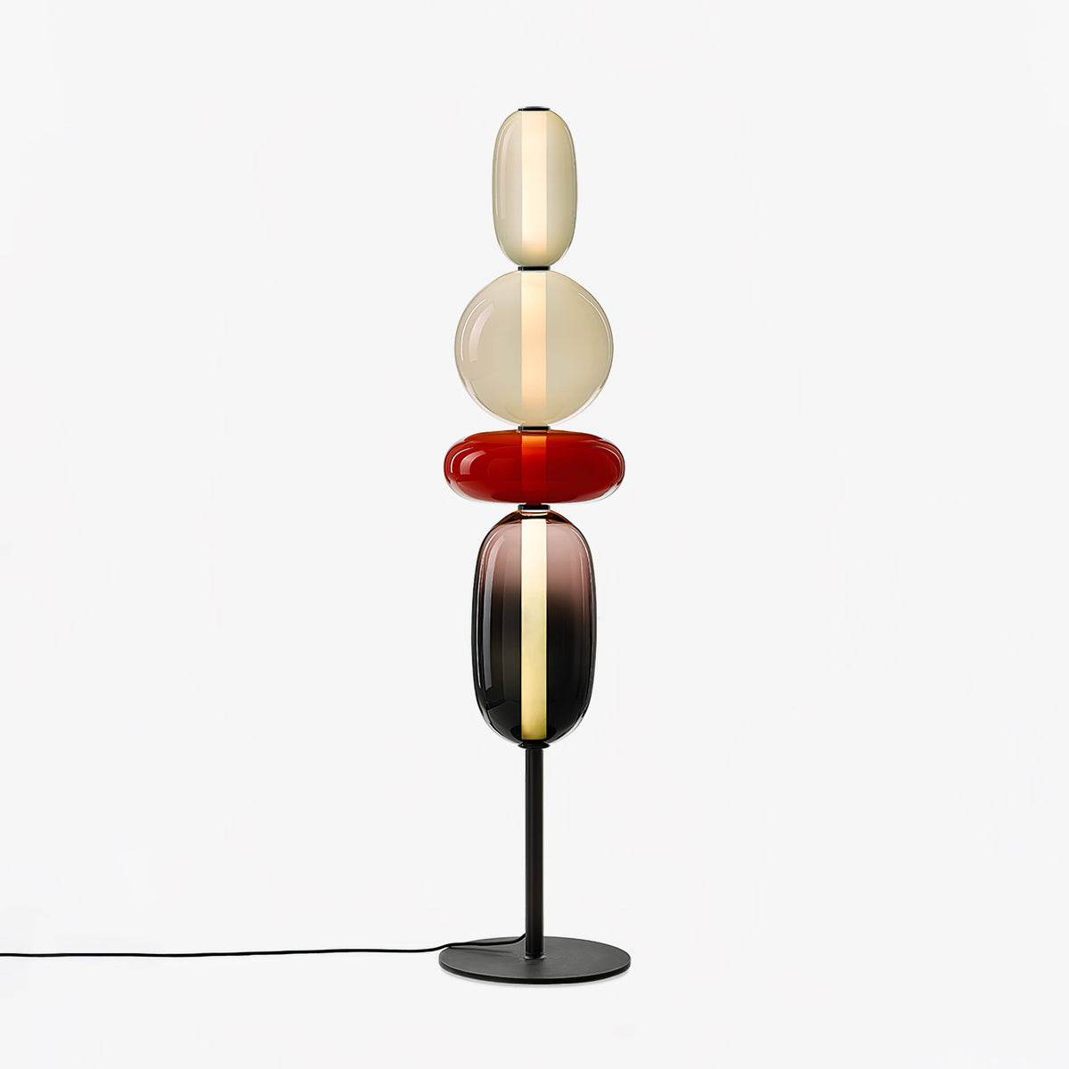 Lámpara de pie alta con temperatura de color ajustable, pantalla de metal y vidrio, iluminación decorativa moderna para dormitorio, sala de estar, rincón de lectura 130 cm | Thomler