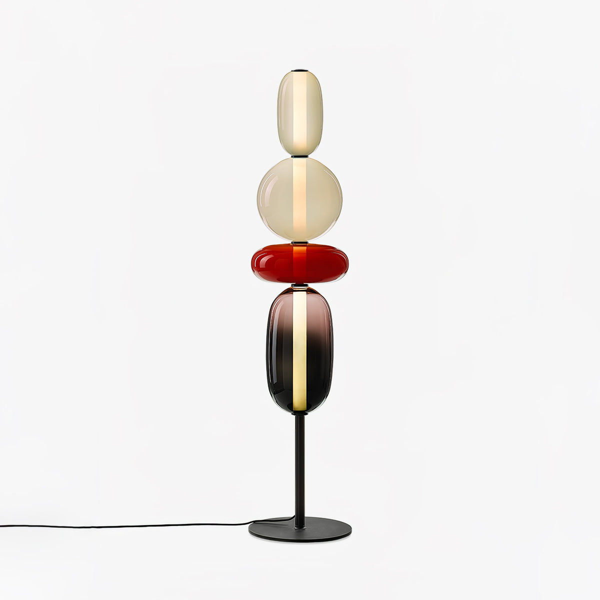 Lámpara de pie alta con temperatura de color ajustable, pantalla de metal y vidrio, iluminación decorativa moderna para dormitorio, sala de estar, rincón de lectura 130 cm | Thomler