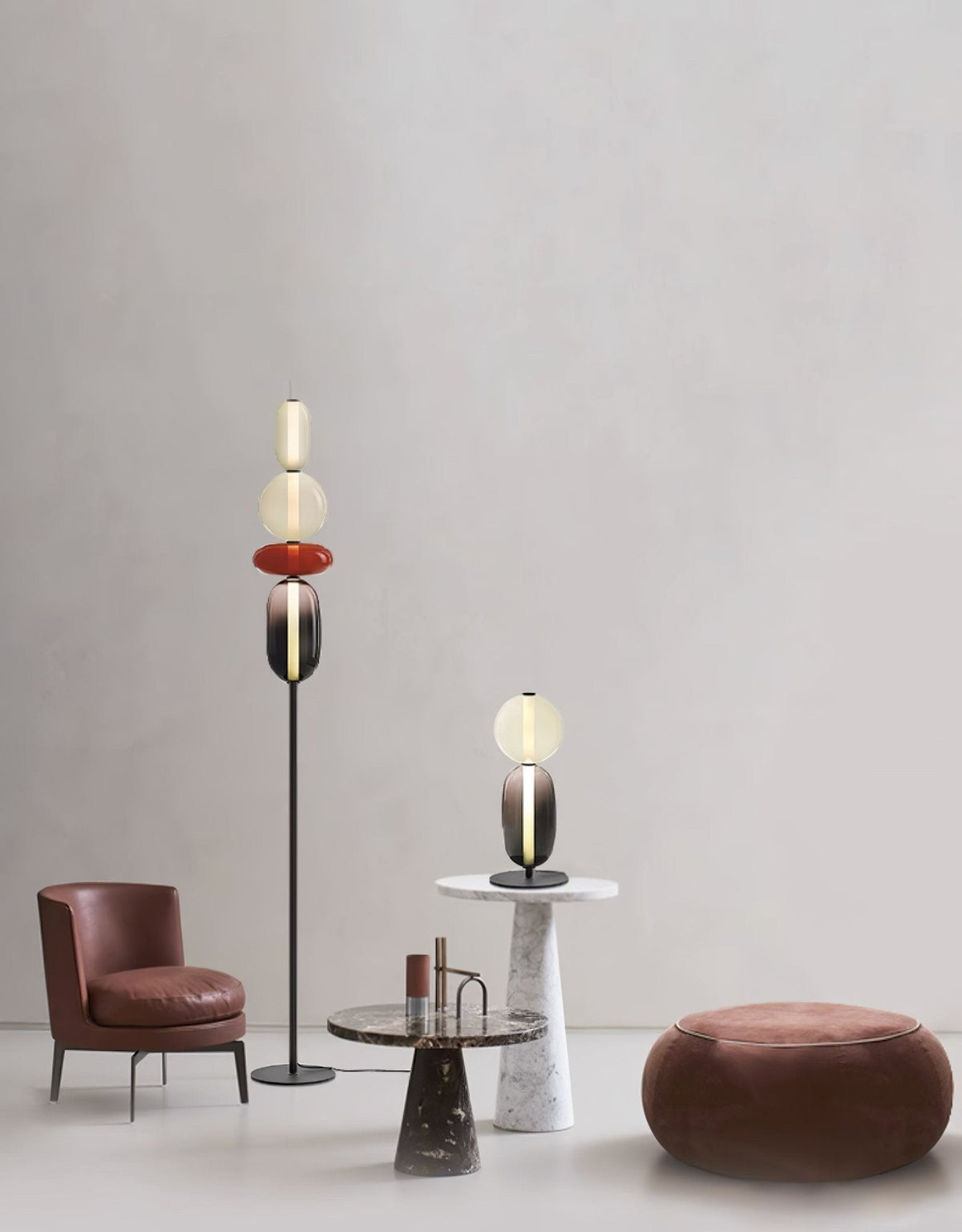 Lámpara de pie alta con temperatura de color ajustable, pantalla de metal y vidrio, iluminación decorativa moderna para dormitorio, sala de estar, rincón de lectura 130 cm | Thomler