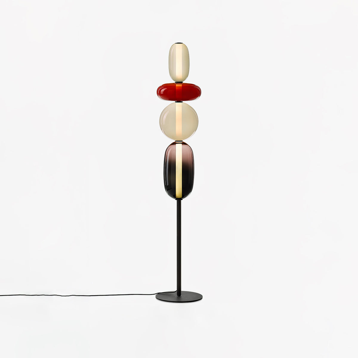 Lámpara de pie alta con temperatura de color ajustable, pantalla de metal y vidrio, iluminación decorativa moderna para dormitorio, sala de estar, rincón de lectura 130 cm | Thomler