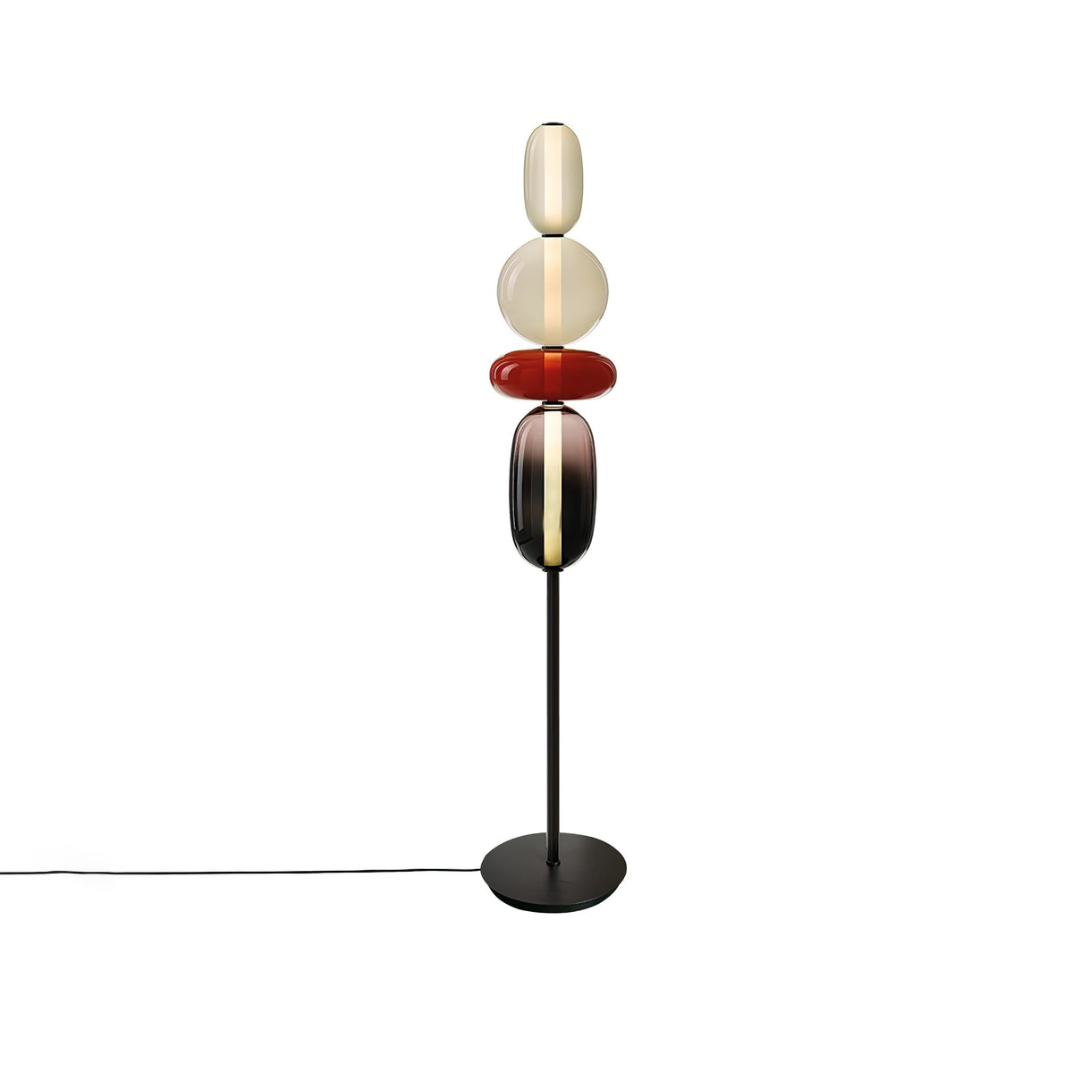 Lámpara de pie alta con temperatura de color ajustable, pantalla de metal y vidrio, iluminación decorativa moderna para dormitorio, sala de estar, rincón de lectura 130 cm | Thomler