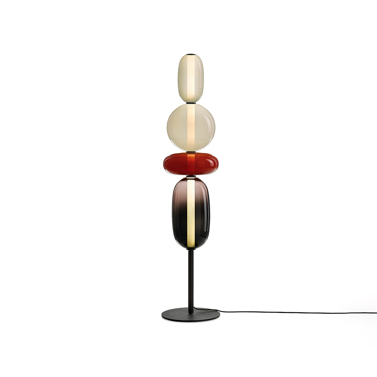Lámpara de pie alta con temperatura de color ajustable, pantalla de metal y vidrio, iluminación decorativa moderna para dormitorio, sala de estar, rincón de lectura 130 cm | Thomler