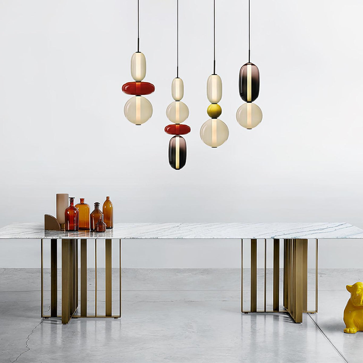 Handblown Glass Drop Pendant LED 7-inch Multi-Color Chandelier Dimmable Ceiling Light Adjustable for Kitchen Island Dining Table Living Room | Thomler