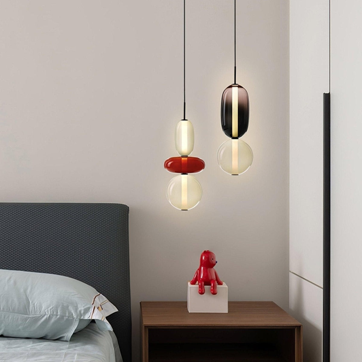 Handblown Glass Drop Pendant LED 7-inch Multi-Color Chandelier Dimmable Ceiling Light Adjustable for Kitchen Island Dining Table Living Room | Thomler