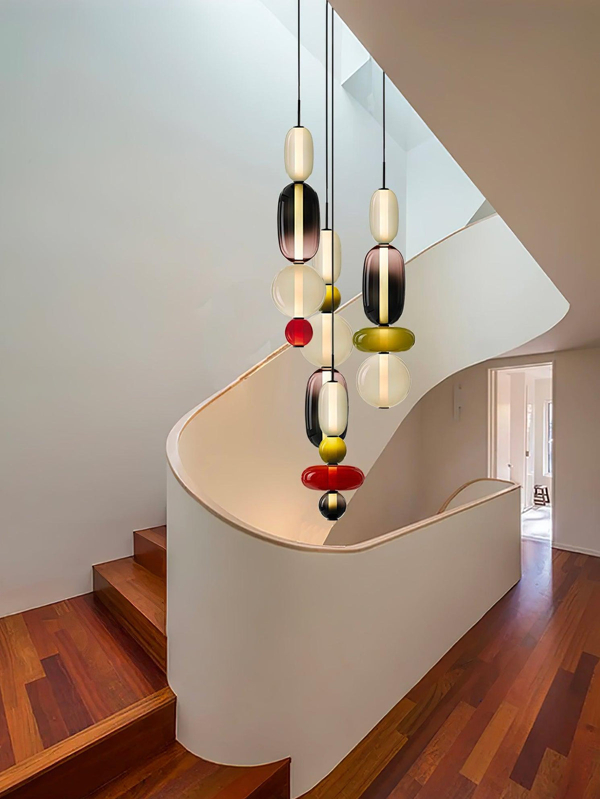 Multi-Glas-LED-Deckenleuchte, 20 Zoll, bunte getönte Glas-Hängeleuchten für Esszimmer, Küche, Schlafzimmer, moderner böhmischer Akzent-Kronleuchter, verstellbar