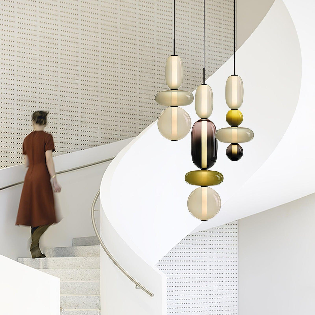 Handblown Glass Drop Pendant LED 7-inch Multi-Color Chandelier Dimmable Ceiling Light Adjustable for Kitchen Island Dining Table Living Room | Thomler