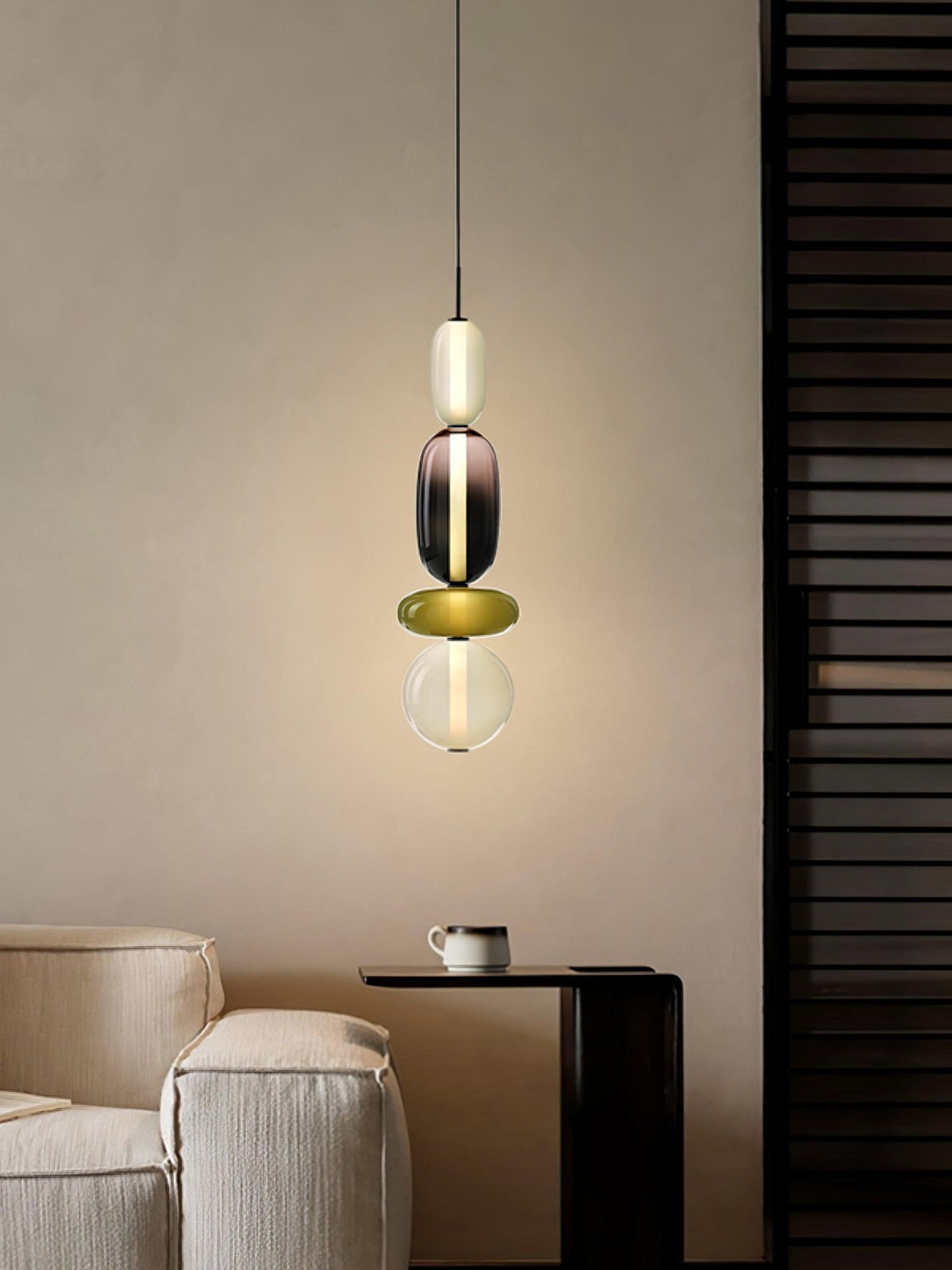 Multi-Glas-LED-Deckenleuchte, 20 Zoll, bunte getönte Glas-Hängeleuchten für Esszimmer, Küche, Schlafzimmer, moderner böhmischer Akzent-Kronleuchter, verstellbar