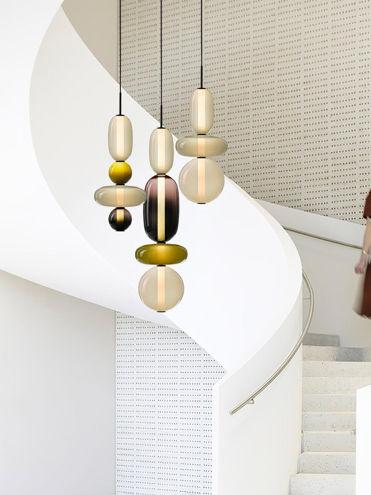 Handblown Glass Drop Pendant LED 7-inch Multi-Color Chandelier Dimmable Ceiling Light Adjustable for Kitchen Island Dining Table Living Room | Thomler