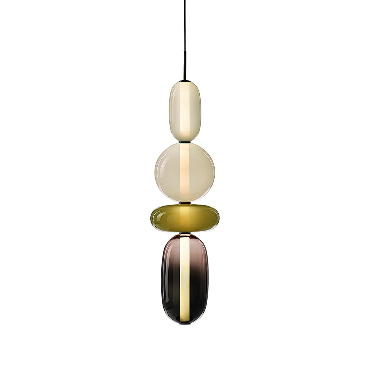Handblown Glass Drop Pendant LED 7-inch Multi-Color Chandelier Dimmable Ceiling Light Adjustable for Kitchen Island Dining Table Living Room | Thomler