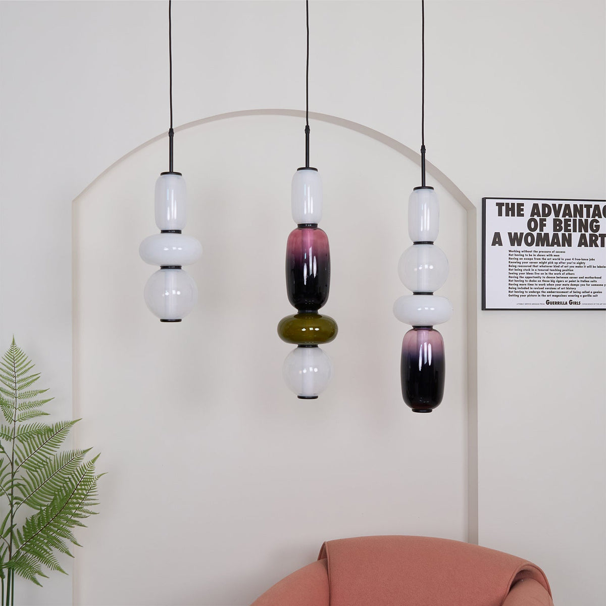 Multi-Glas-LED-Deckenleuchte, 20 Zoll, bunte getönte Glas-Hängeleuchten für Esszimmer, Küche, Schlafzimmer, moderner böhmischer Akzent-Kronleuchter, verstellbar