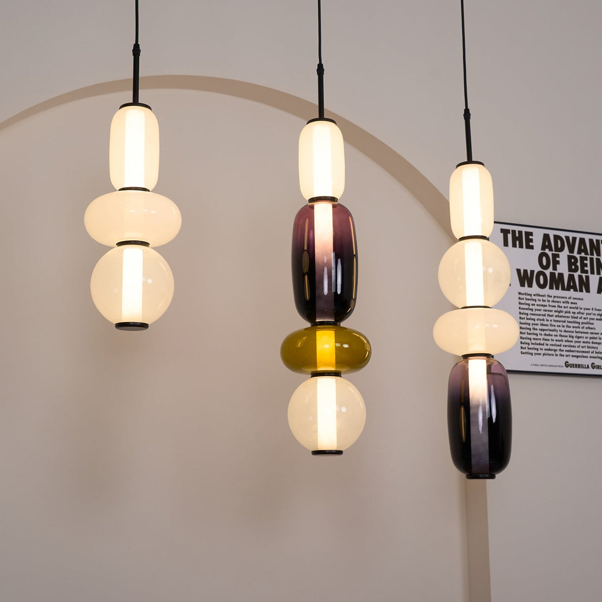 Multi-Glas-LED-Deckenleuchte, 20 Zoll, bunte getönte Glas-Hängeleuchten für Esszimmer, Küche, Schlafzimmer, moderner böhmischer Akzent-Kronleuchter, verstellbar