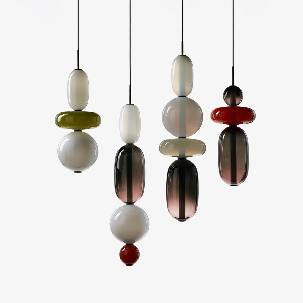 Handblown Glass Drop Pendant LED 7-inch Multi-Color Chandelier Dimmable Ceiling Light Adjustable for Kitchen Island Dining Table Living Room | Thomler