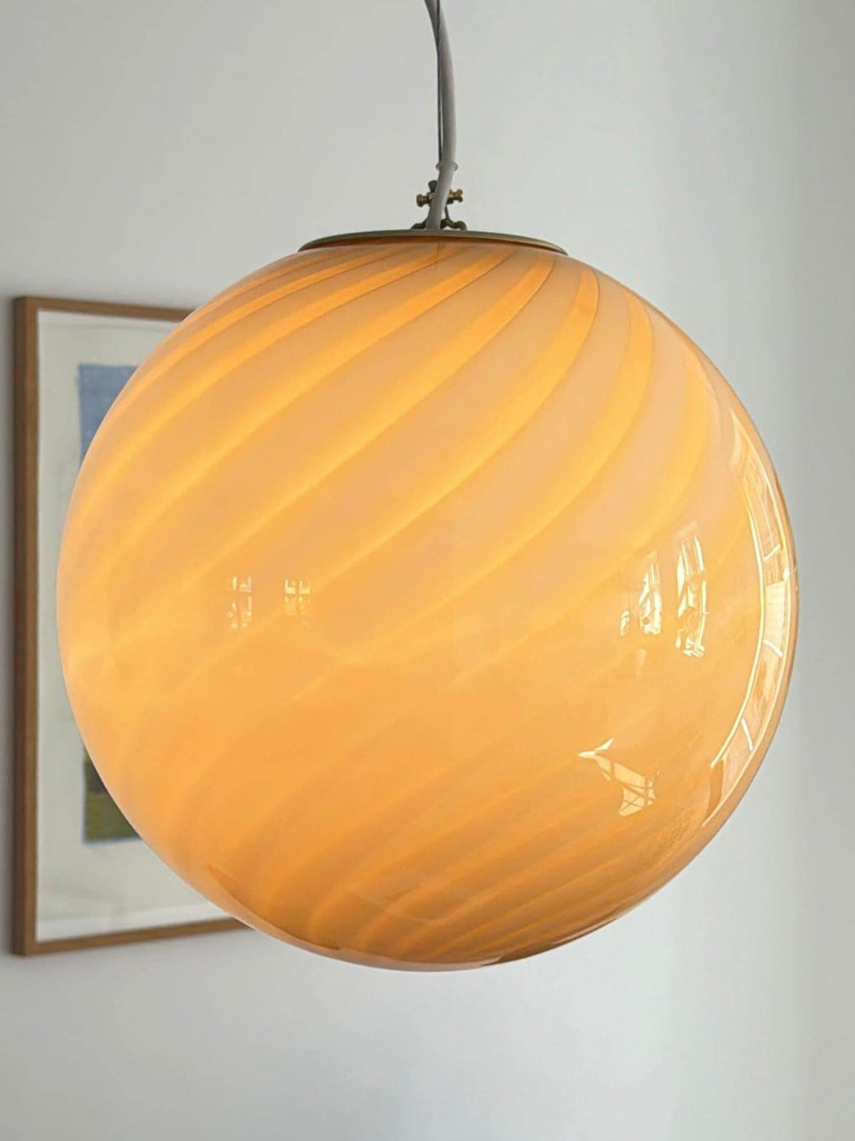 Round Glass Globe Overhead Light 12-Inch Honey Amber Ceiling Fixture for Dining Room Kitchen Counter Breakfast Nook Modern Hanging Lamp Home | Thomler