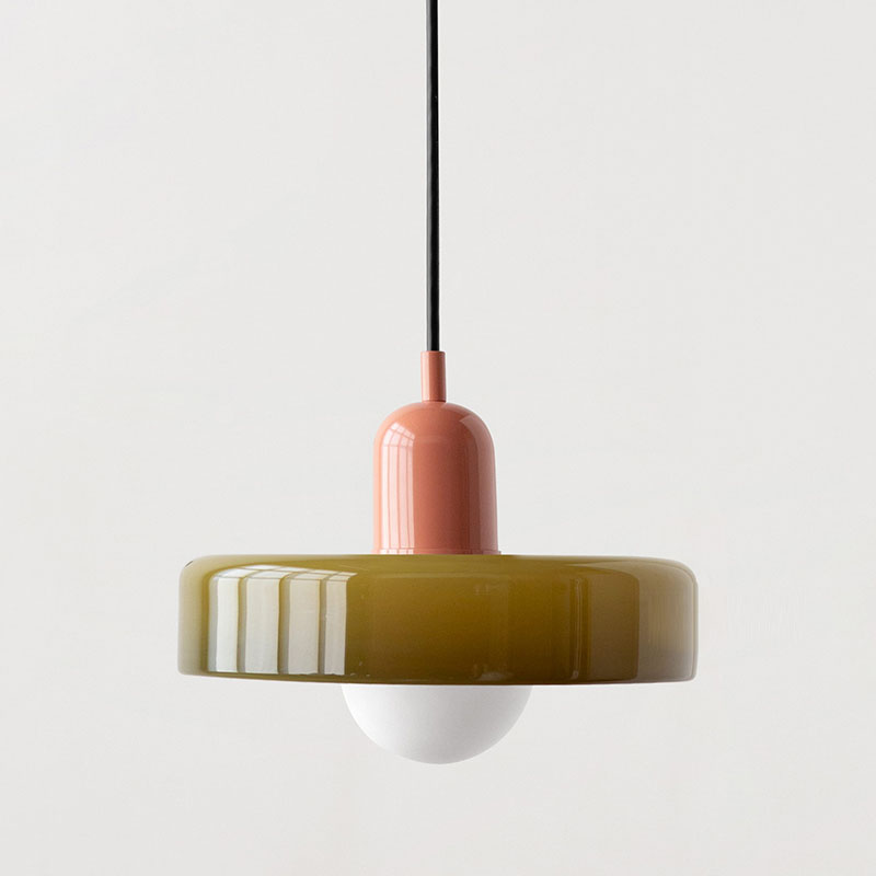 Colored Glass Pendant Light with Adjustable Cord for Dining Room & Living Room – Mid-Century Modern Geometric Hanging Fixture | Thomler