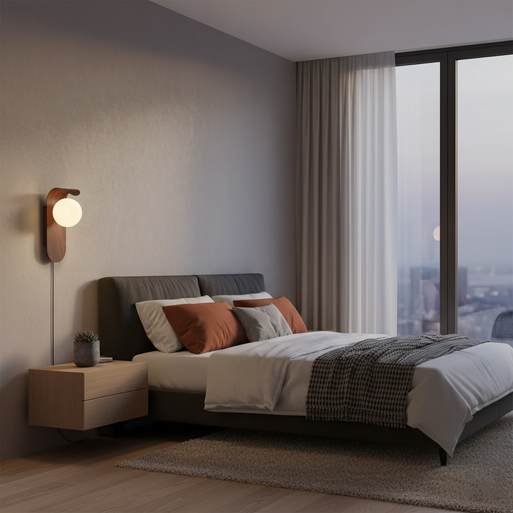 Plug-In Sconce with Frosted Globe and Wood Accent – 10 Inch Height for Bedroom Bathroom Hallway – G9 Socket Dimmable Fixture – Natural or Wa | Thomler