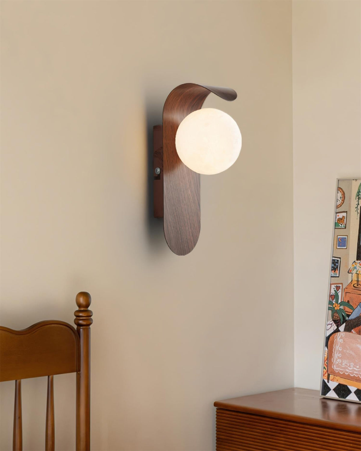 Plug-In Sconce with Frosted Globe and Wood Accent – 10 Inch Height for Bedroom Bathroom Hallway – G9 Socket Dimmable Fixture – Natural or Wa | Thomler