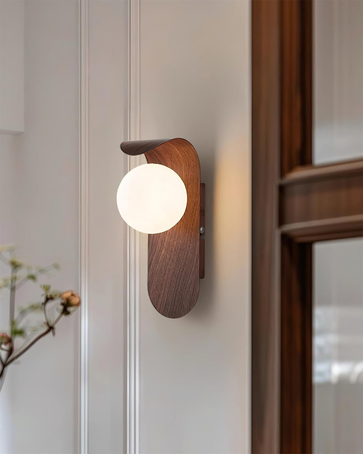 Plug-In Sconce with Frosted Globe and Wood Accent – 10 Inch Height for Bedroom Bathroom Hallway – G9 Socket Dimmable Fixture – Natural or Wa | Thomler