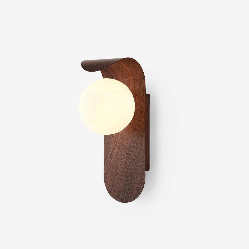 Spherical Sconce with Timber Accent – Frosted Orb Fixture for Bathrooms, Hallways & Bedrooms