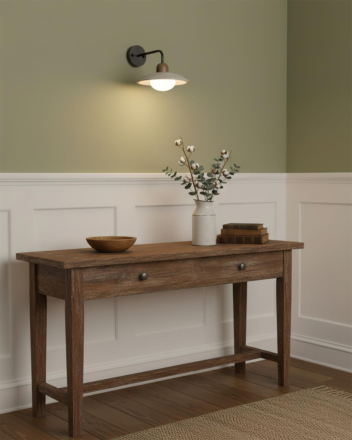 Curved Stone Sconce with Mixed-Material Arm for Bedside & Bath Vanity Reading Light Warm Organic Bedroom Hallway Entryway Accent | Thomler