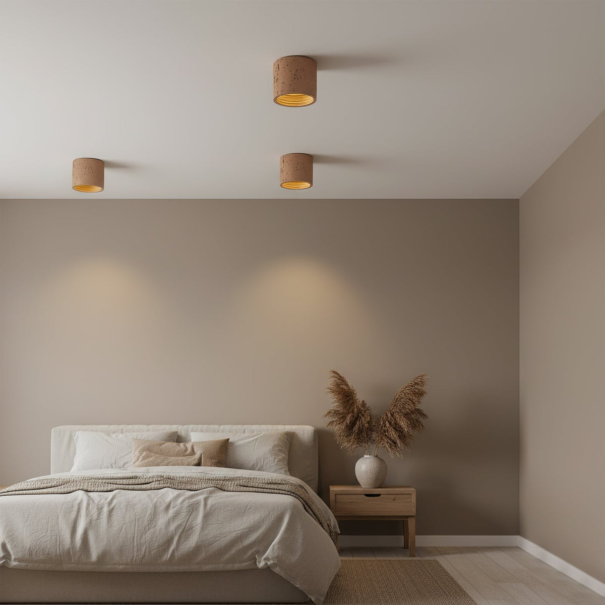 Flush Mount LED Light Fixture Set of 2 Composite Material Small Profile 5.5 Inch Warm Lighting for Kitchen Dining Room Hallway Apartment Bla | Thomler