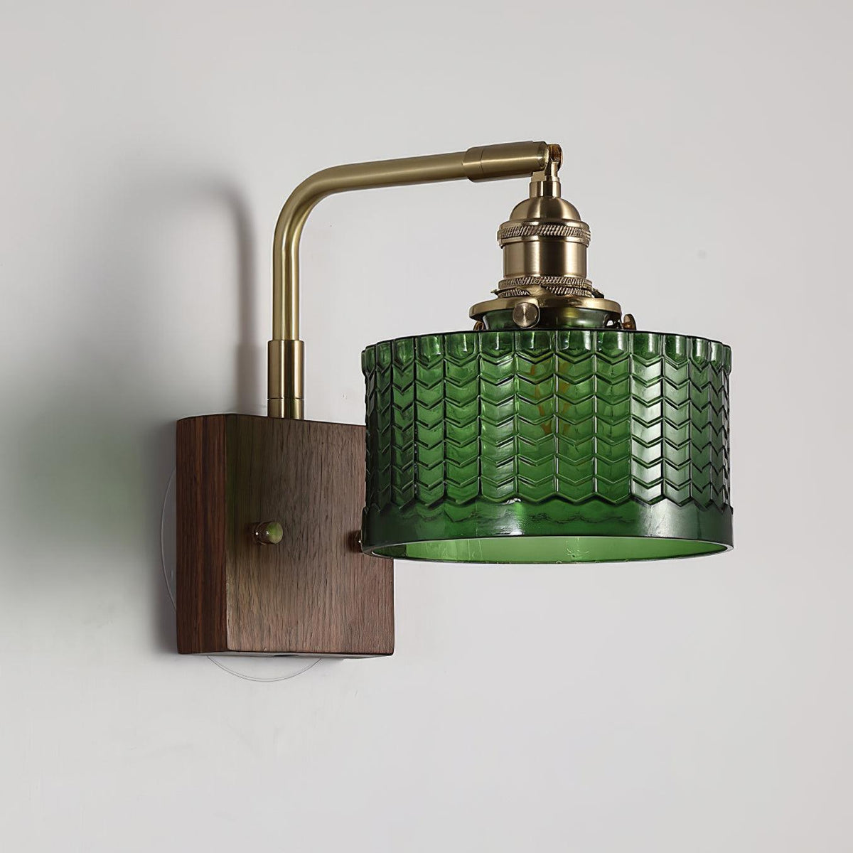Sconce Light Fixture Wood Copper Green Shade Indoor Accent Hallway Bedroom Living Room Ambient Lighting Retro Vintage Decor Scale Pattern Gl | Thomler