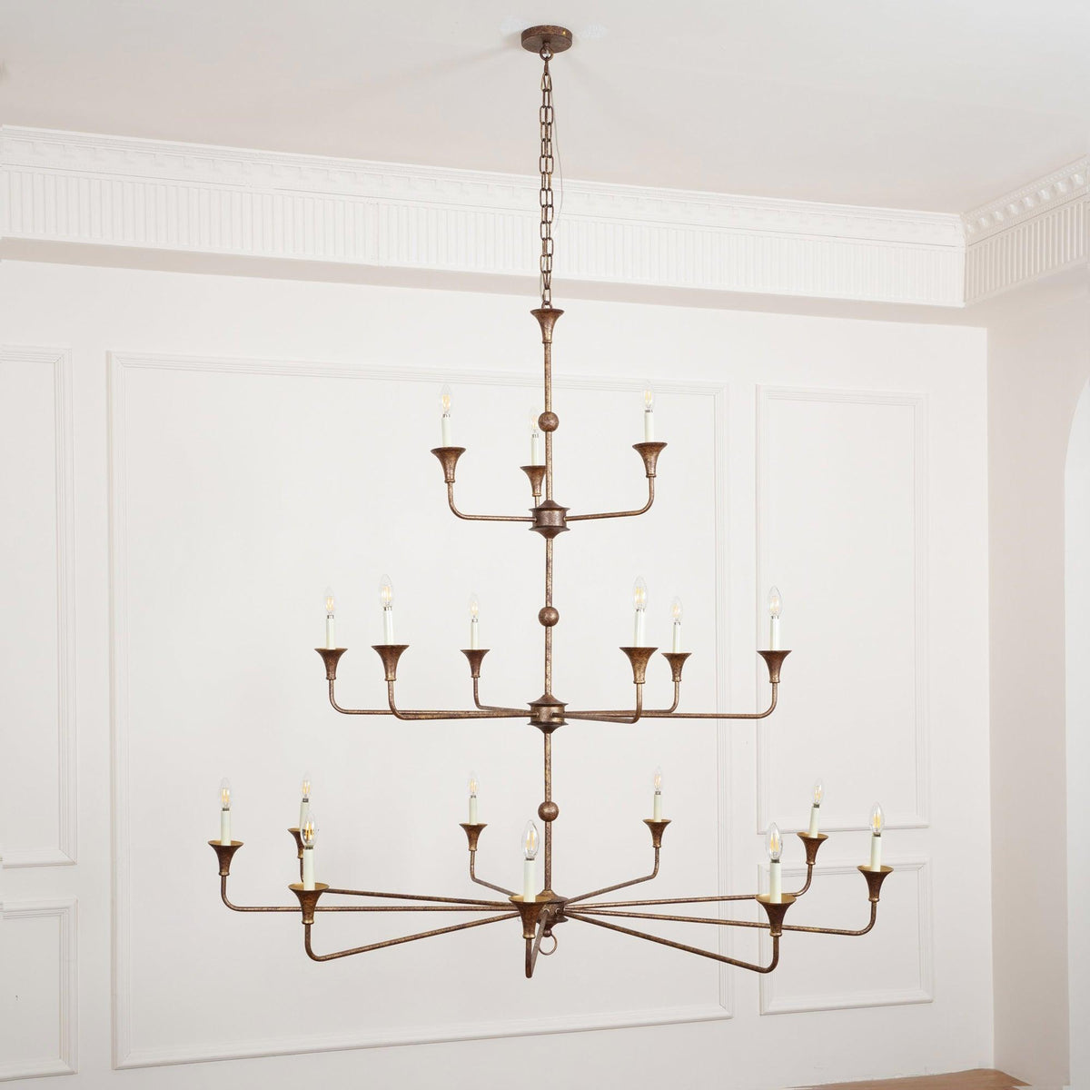 Multi-Arm Statement Chandelier for Foyer and Dining Rooms 63 in Adjustable Height Brass Bronze Metal Ceiling Light Large Interior Fixture fo | Thomler