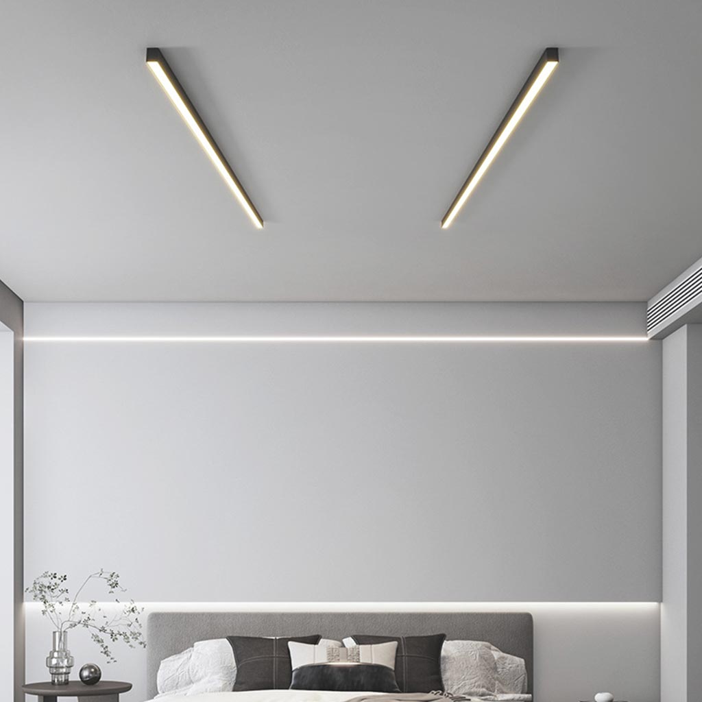 LED Flush Mount Ceiling Light Bar Iron 24 Inch Linear Strip Fixture Black White for Living Room Bedroom Hallway Kitchen Office Contemporary | Thomler