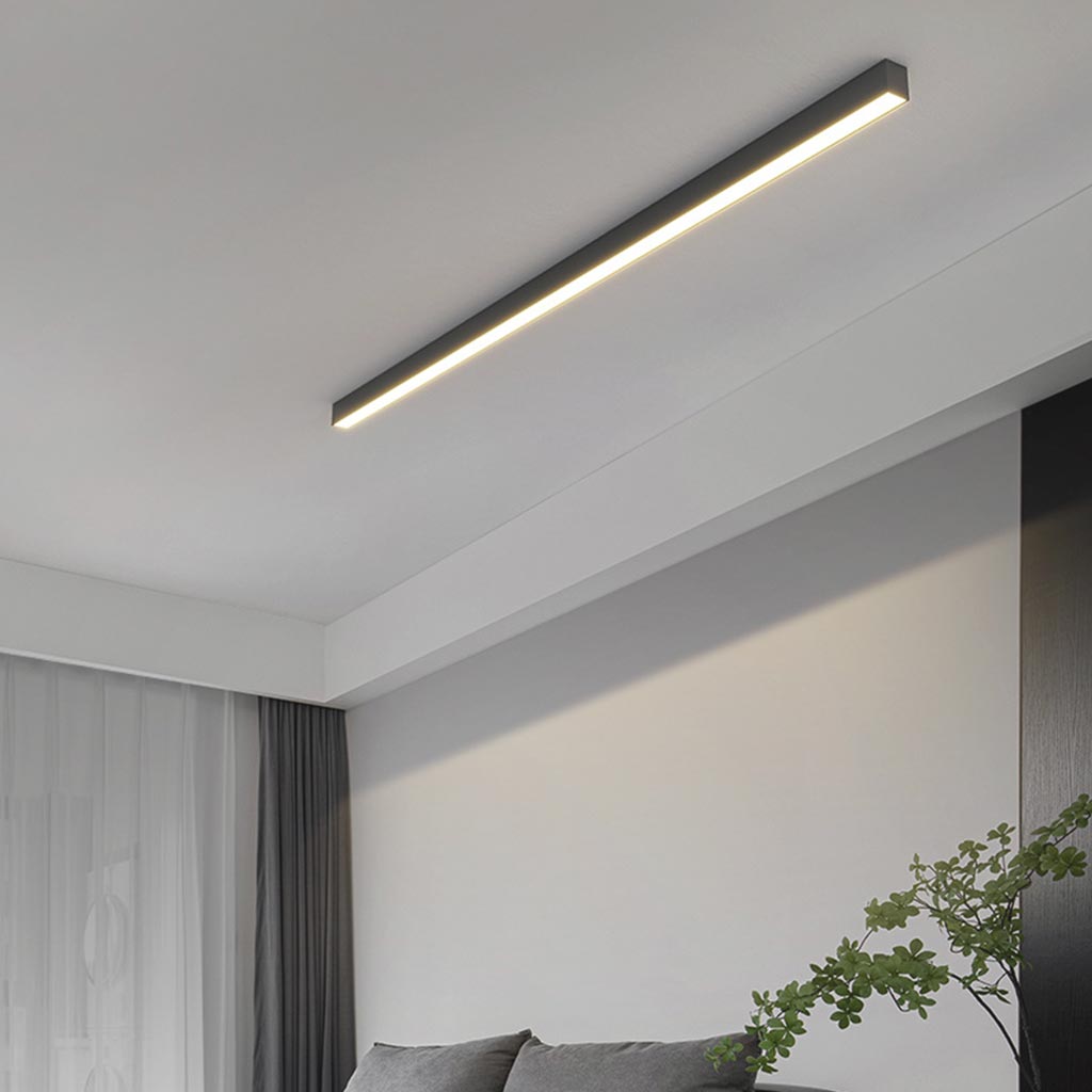 LED Flush Mount Ceiling Light Bar Iron 24 Inch Linear Strip Fixture Black White for Living Room Bedroom Hallway Kitchen Office Contemporary | Thomler