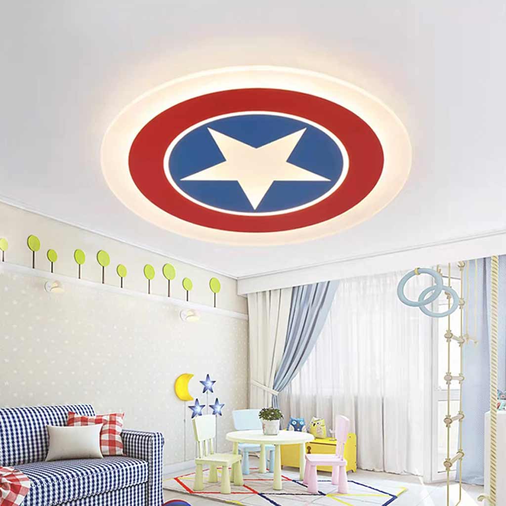 LED Flush Mount Overhead Light for Kids Room Dimmable Remote Control Shield Design 20.5 Inch Diameter Playroom Nursery Bedroom Fixture | Thomler